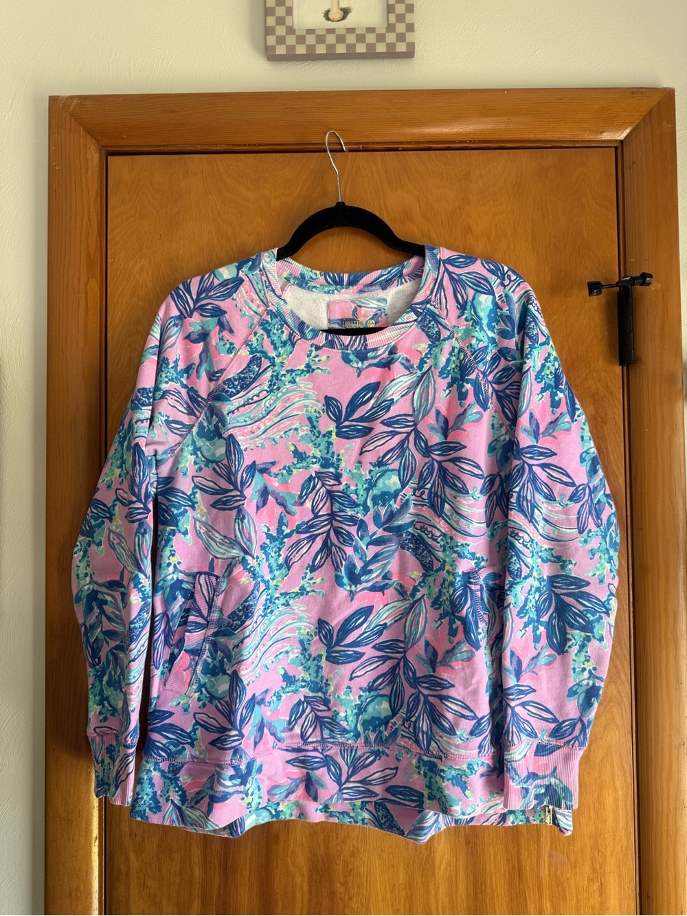 Lilly Pulitzer Pink, Blue & Teal Floral Pullover Sweatshirt